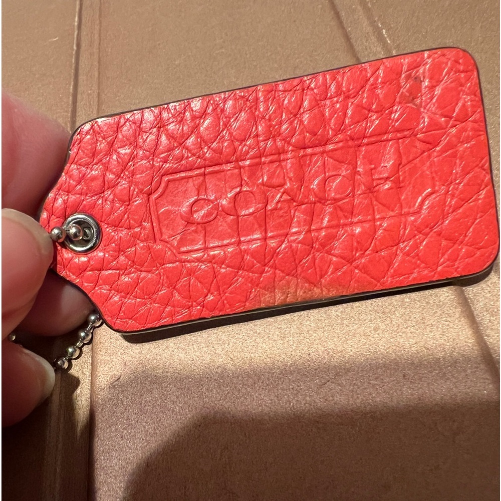 COACH Grained Leather Key Fob Bag Charm Keychain Hang Tag